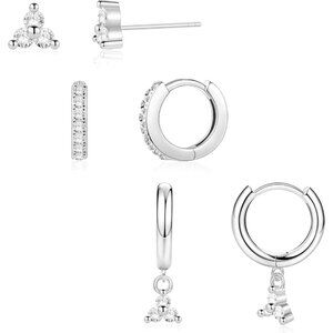 💫 Women Silver Trendy Dangle Earrings 14K Stud Multiple Piercing Jewelry Gifts